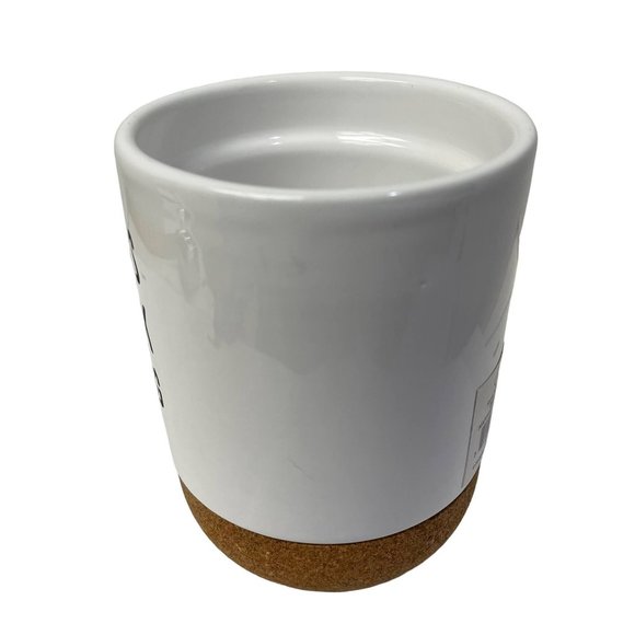 MUD PIE Cup Mug Dog Walk Happiness White Ceramic Cork Bottom - Picture 3 of 7